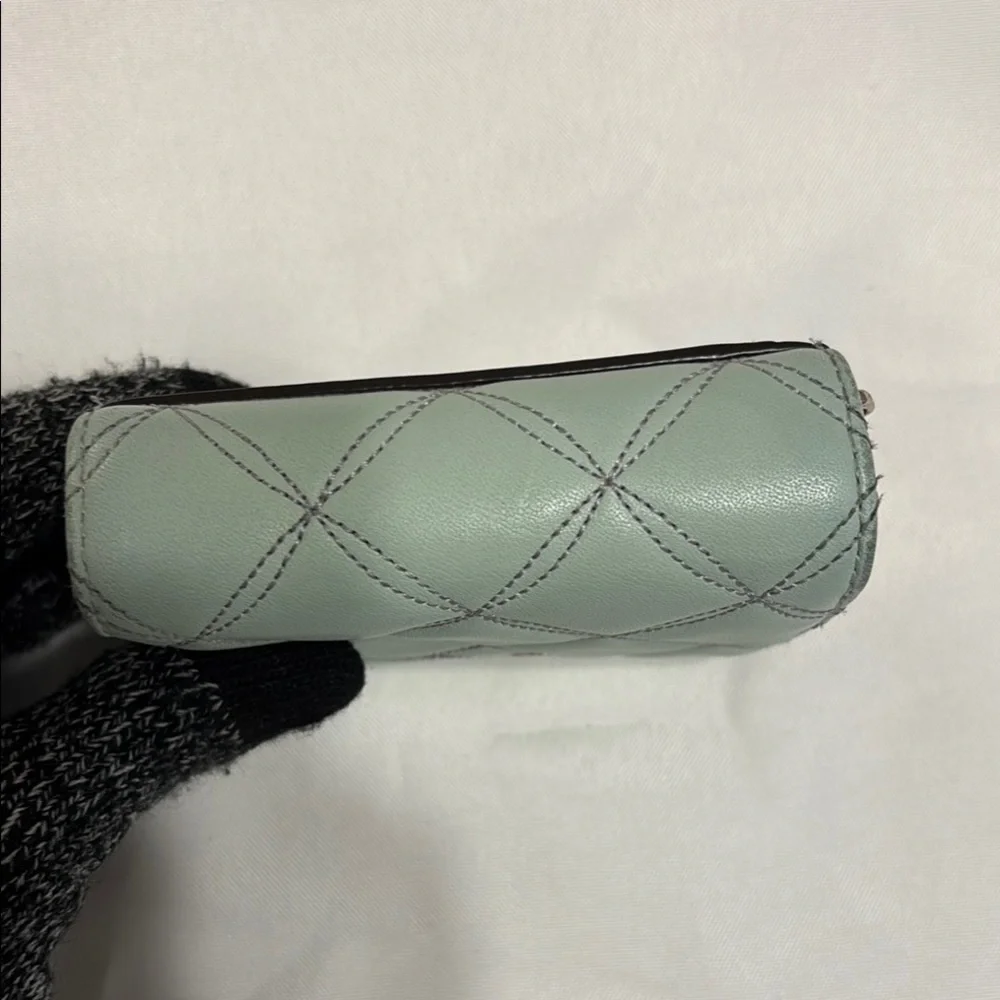 kate spade quilted mint green compact wallet